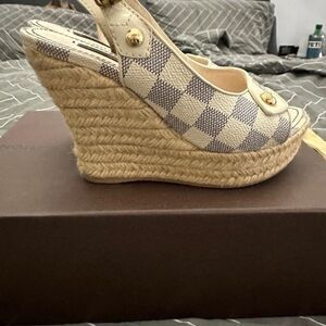 Louis Vuitton Damier Azur wedge sandals